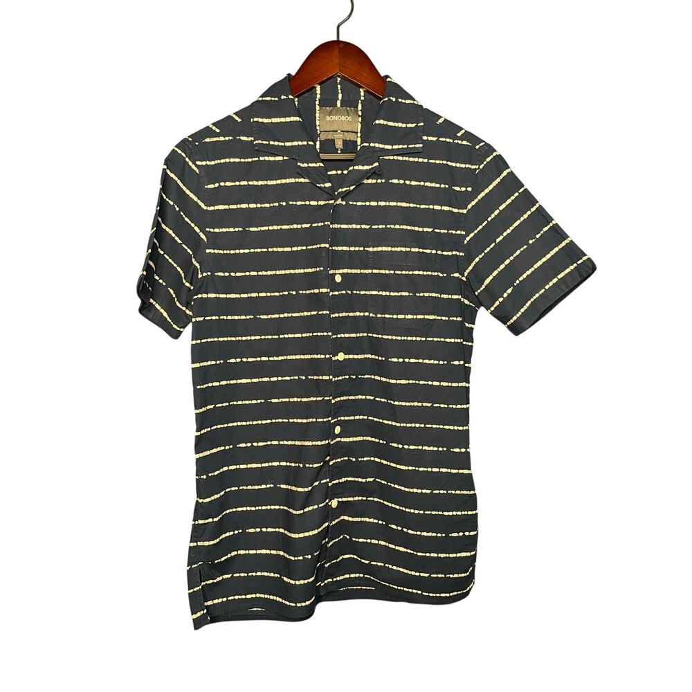 Bonobos Shirt Mens Small Blue/white Button-Down SS Collared Summer Casual
